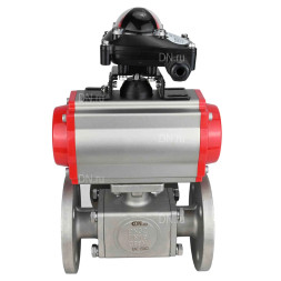 Кран шаровой BV3232P(4pc)-FP-3WL-F Ду25 Ру16 полнопроходной трехходовой, фланцевый, корпус - нержавеющая сталь SS316, с пневмоприводом PA-DA-052 двойного действия, пневмораспределителем 4M310-08 AC220V и БКВ APL-210N