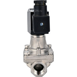 Клапан электромагнитный VS731-PT-NC-220VAC 2″ Ду50 Ру10 соленоидный двухходовой, корпус - нержавеющая сталь 304, уплотнение - PTFE, внутренняя резьба, прямого действия, нормально закрытый, с нулевым перепадом давления, катушка - 220В