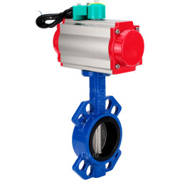 Затвор дисковый поворотный WBV1432E-2W-Fb-H Ду100 Ру16 корпус - чугун GGG50, диск - нержавеющая сталь 316L, уплотнение - EPDM, с пневмоприводом PA-DA-083, пневмораспределителем 4M310-08 DC24V и магнитным переключателем ALS200D
