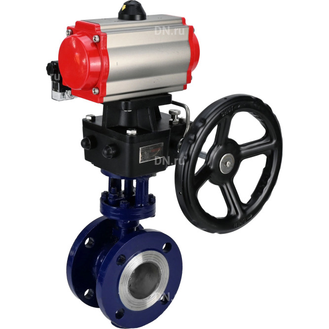 Затвор дисковый поворотный с тройным эксцентриситетом WBV3EX-3432M-1W-F-ISO Ду125 Ру25 фланцевый, углеродистая сталь WCB диск - нерж.сталь 316, METAL с пн/приводом PA-DA-140, пн/распределителем 4M310-08 DC24V и ручным дублером MON4-1200-T54-ISO в Алматы