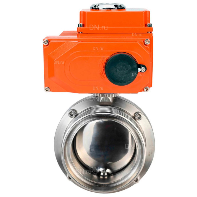 Затвор дисковый поворотный WBV3131S-2W-T-H Ду32 Ру10 резьбовой, корпус - пищевая нержавеющая сталь 304, уплотнение - Silicon, с электроприводом QT-N-005EM-O1-380VAC-У1 380В HARK в Алматы