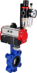 Затвор дисковый поворотный WBV1631E-2W-Fb-H Ду100 Ру16 LUG корпус - чугун QT450, диск - нержавеющая сталь 304, уплотнение - EPDM, с пневмоприводом PA-SA-130, пневмораспределителем 4M310-08 AC220V и БПВ AFC2000