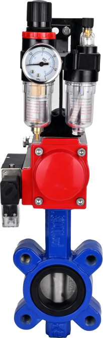 Затвор дисковый поворотный WBV1631E-2W-Fb-H Ду100 Ру16 LUG корпус - чугун QT450, диск - нержавеющая сталь 304, уплотнение - EPDM, с пневмоприводом PA-SA-130, пневмораспределителем 4M310-08 AC220V и БПВ AFC2000 в Алматы