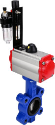Затвор дисковый поворотный WBV1631E-2W-Fb-H Ду100 Ру16 LUG корпус - чугун QT450, диск - нержавеющая сталь 304, уплотнение - EPDM, с пневмоприводом PA-SA-130, пневмораспределителем 4M310-08 AC220V и БПВ AFC2000
