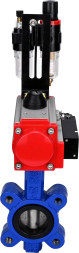 Затвор дисковый поворотный WBV1631E-2W-Fb-H Ду100 Ру16 LUG корпус - чугун QT450, диск - нержавеющая сталь 304, уплотнение - EPDM, с пневмоприводом PA-SA-130, пневмораспределителем 4M310-08 AC220V и БПВ AFC2000