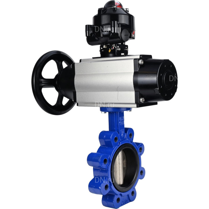 Затвор дисковый поворотный WBV1616E-2W-Fb-H Ду150 Ру16 LUG корпус - чугун QT450, диск - чугун QT450, уплотнение - EPDM, с пневмоприводом PA-DA-105-1, пневмораспределителем 4M310-08 AC220V и БКВ APL-510N EX в Алматы
