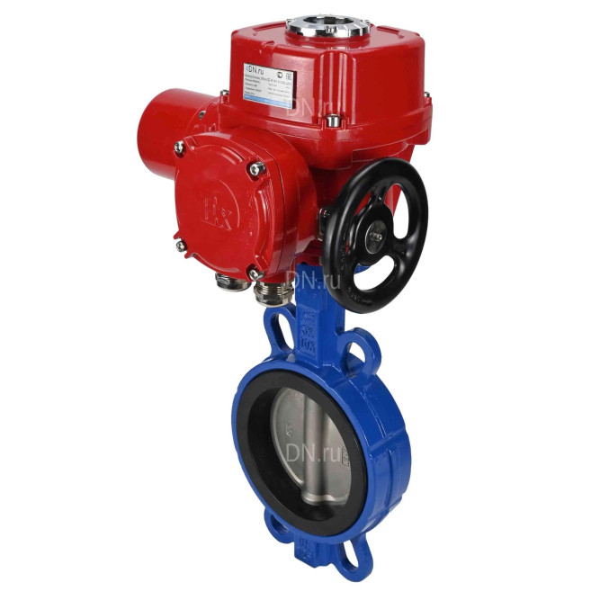 Затвор дисковый поворотный WBV1432N-2W-Fb-H Ду125 Ру16, корпус - чугун GGG50, диск - нержавеющая сталь 316L, уплотнение - NBR, с электроприводом QT-EX-015M-O2-220VAC-У1 в Алматы
