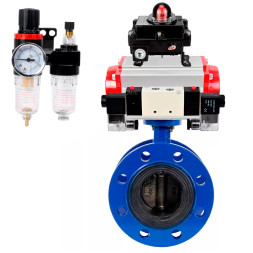 Затвор дисковый поворотный WBV1331E-2W-F-H Ду200 Ру16 фланцевый, корпус - чугун GGG40, диск - нержавеющая сталь 304, EPDM, с пневмоприводом PA-DA-140, пневмораспределителем 4V320-08 AC220V, БКВ APL-410N EX и БПВ AFC2000