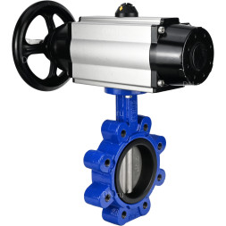 Затвор дисковый поворотный WBV1631N-2W-Fb-H Ду125 Ру16 LUG корпус - чугун QT450, диск - нержавеющая сталь 304, уплотнение - NBR, с пневмоприводом PA-DA-105-1 и пневмораспределителем 4M310-08 AC220V