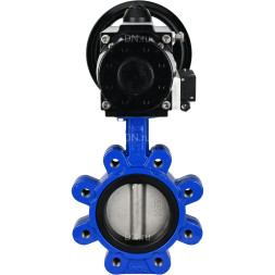Затвор дисковый поворотный WBV1631N-2W-Fb-H Ду125 Ру16 LUG корпус - чугун QT450, диск - нержавеющая сталь 304, уплотнение - NBR, с пневмоприводом PA-DA-105-1 и пневмораспределителем 4M310-08 AC220V