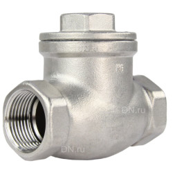 Клапан обратный VC3232P-T 3/4″ Ду20 Ру16 муфтовый, поворотный, корпус - нержавеющая сталь, диск - нержавеющая сталь, уплотнение - PTFE