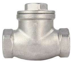 Клапан обратный VC3232P-T 3/4″ Ду20 Ру16 муфтовый, поворотный, корпус - нержавеющая сталь, диск - нержавеющая сталь, уплотнение - PTFE
