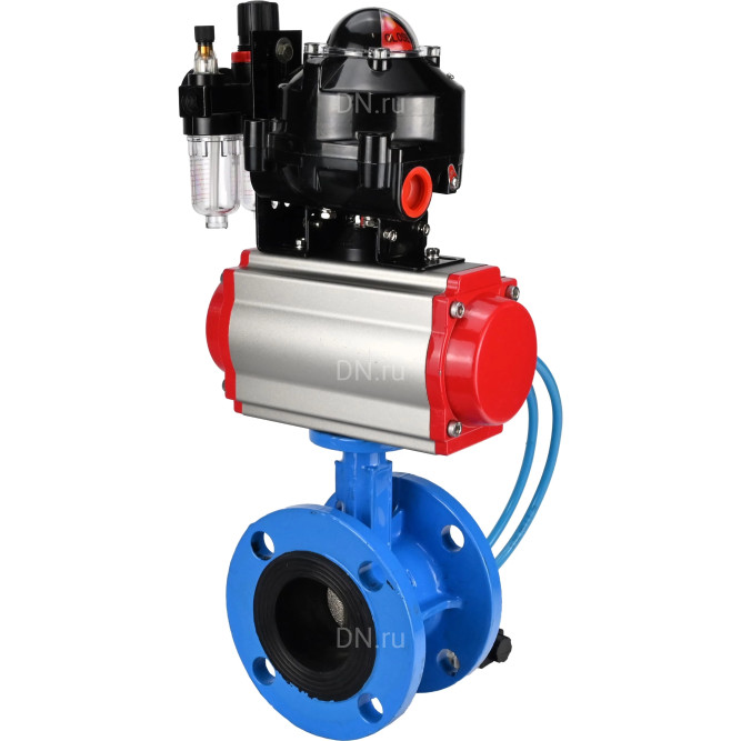 Затвор дисковый поворотный WBV1313E-2W-F-H Ду125 Ру16 фланцевый, корпус - чугун GGG40, диск - чугун GGG40, EPDM, с пневмоприводом PA-DA-130, пневмораспределителем 4V320-08 AC220V, БКВ APL-510N EX и БПВ AFC2000 в Алматы