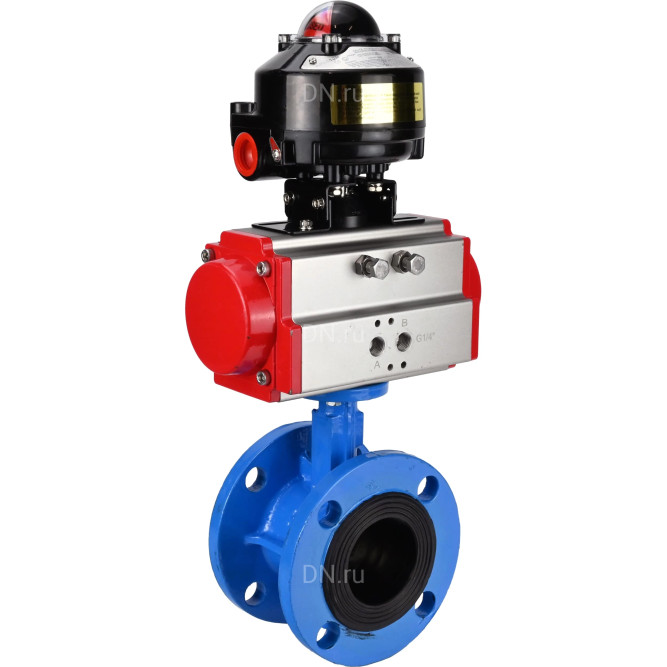 Затвор дисковый поворотный WBV1313E-2W-F-H Ду80 Ру16 фланцевый, корпус - чугун GGG40, диск - чугун GGG40, уплотнение - EPDM, с пневмоприводом PA-DA-105 и БКВ APL-510N EX в Алматы