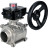 Кран шаровой BV3232P(3pc)-FP-W-ISO-H Ду32 Ру63 полнопроходной двухходовой, нержавеющая сталь SS316, под приварку, уплотнение - PTFE, с ISO фланцем и редуктором HGB RQN1-180Z с индикатором положения в Алматы