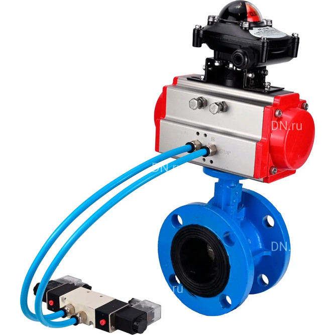 Затвор дисковый поворотный WBV1313E-2W-F-H Ду150 Ру16, корпус - чугун GGG40, диск - чугун GGG40, уплотнение - EPDM, с пневмоприводом PA-DA-130, пневмораспределителем 4M320-10 AC220V и БКВ APL-210N в Алматы