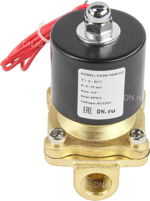 Клапан электромагнитный VS100-ET-NC-24VAC 3/8″ Ду10 Ру10 прямого действия двухходовой, корпус - латунь, присоединение - внутренняя резьба, уплотнение - EPDM, нормально-закрытый, катушка - 24 В AC в Алматы