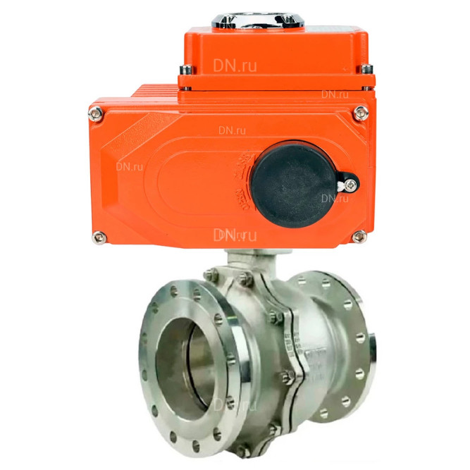 Кран шаровой BV3232P(2pc)-FP-F-ISO-R Ду250 Ру16 полнопроходной двухходовой, нержавеющая сталь 316, фланцевый, уплотнение - PTFE, с электроприводом QT-N-080EM-O1-380VAC-У1 HARK в Алматы