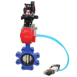 Затвор дисковый поворотный WBV1616N-2W-Fb-H Ду50 Ру16 LUG корпус - чугун QT450, диск - чугун QT450, уплотнение - NBR, с пневмоприводом PA-DA-065, пневмораспределителем 4V320-10 AC220V, БКВ APL-210N и БПВ AFC2000