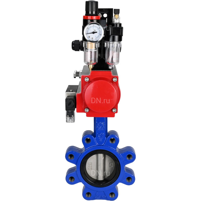 Затвор дисковый поворотный WBV1631E-2W-Fb-H Ду100 Ру16 LUG корпус - чугун QT450, диск - нержавеющая сталь 304, уплотнение - EPDM, с пневмоприводом PA-SA-130, пневмораспределителем 4M310-08 DC24V, БКВ APL-210N и БПВ AFC2000 в Алматы