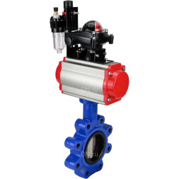 Затвор дисковый поворотный WBV1631E-2W-Fb-H Ду100 Ру16 LUG корпус - чугун QT450, диск - нержавеющая сталь 304, уплотнение - EPDM, с пневмоприводом PA-SA-130, пневмораспределителем 4M310-08 DC24V, БКВ APL-210N и БПВ AFC2000
