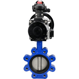 Затвор дисковый поворотный WBV1631N-2W-Fb-H Ду125 Ру16 LUG корпус - чугун QT450, диск - нержавеющая сталь 304, уплотнение - NBR, с пневмоприводом PA-DA-105-1, пневмораспределителем 4M310-08 AC220V и БКВ APL-210N