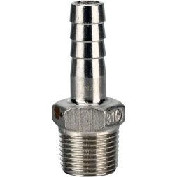 Штуцер елочка BF32-T-1 1/2-40 1 1/2″х40мм Ду40 Ру16 шланговый, корпус - нержавеющая сталь AISI 316 (CF8M), присоединение - наружная резьба/штуцер