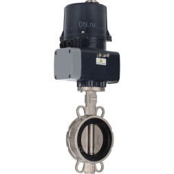 Затвор дисковый поворотный WBV3232N-2W-Fb-H Ду125 Ру16, корпус - нержавеющая сталь AISI 316L, диск - нержавеющая сталь 316L, уплотнение - NBR, с электроприводом QTSA-N-020EM-O0-220VAC с пружинным возвратом