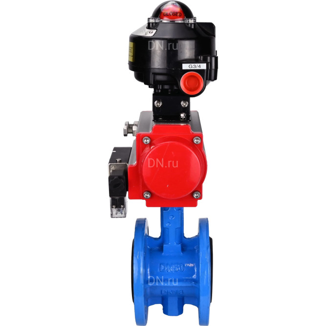 Затвор дисковый поворотный WBV1313E-2W-F-H Ду65 Ру16 фланцевый, корпус - чугун GGG40, диск - чугун GGG40, уплотнение - EPDM, с пневмоприводом PA-DA-105, пневмораспределителем 4M310-08 AC220V и БКВ APL-510N EX в Алматы
