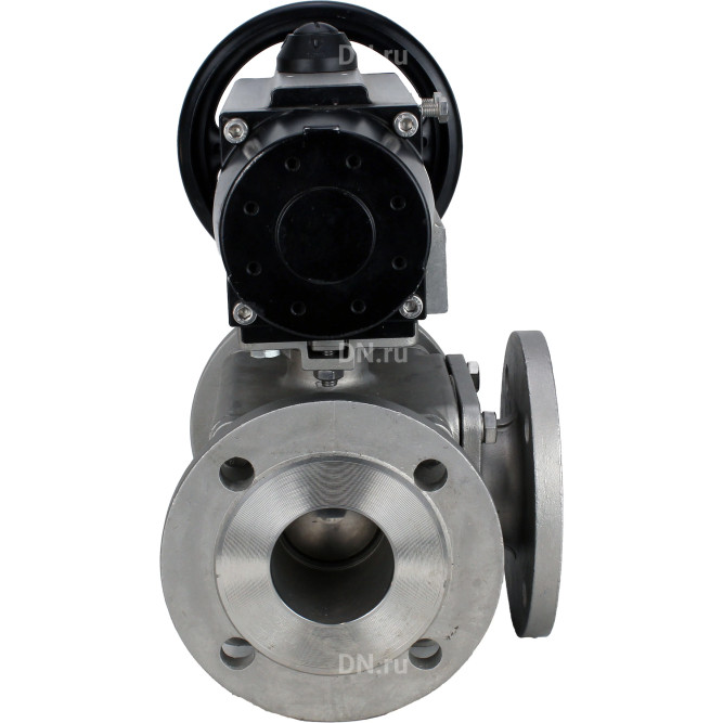 Кран шаровой BV3232P(4pc)-FP-3WL-F Ду100 Ру16 полнопроходной трехходовой, фланцевый, корпус - нержавеющая сталь SS316, с пневмоприводом PA-DA-105-1 двойного действия в Алматы