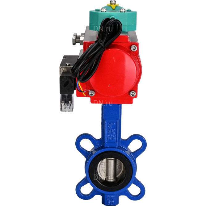 Затвор дисковый поворотный WBV1132N-2W-Fb-H Ду150 Ру16 корпус - чугун GG25, диск - нержавеющая сталь 316L, уплотнение - NBR, с пневмоприводом PA-DA-105, пневмораспределителем 4M310-08 AC220V и магнитным переключателем ALS200D в Алматы