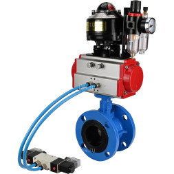 Затвор дисковый поворотный WBV1313E-2W-F-H Ду50 Ру16 фланцевый, корпус - чугун GGG40, диск - чугун GGG40, EPDM, с пневмоприводом PA-DA-105, пневмораспределителем 4V320-08 AC220V, БКВ APL-510N EX и БПВ AFC2000