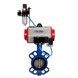 Затвор дисковый поворотный WBV1432E-2W-Fb-H Ду150 Ру16, корпус - чугун GGG50, диск - нержавеющая сталь 316L, уплотнение - EPDM, с пневмоприводом PA-SA-130 с возвратными пружинами, пневмораспределителем 4M310-08 AC220V, БПВ AFC2000