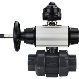 Кран шаровой BV4242E-FP-GRM-ISO Дн80 Ру10 полнопроходной, корпус - НПВХ, шар - НПВХ, уплотнение - EPDM, с пневмоприводом PA-DA-105-1 и БКВ APL-510N EX