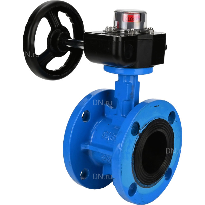 Затвор дисковый поворотный WBV1313E-2W-F-H Ду200 Ру16 фланцевый, корпус - чугун GGG40, диск - чугун GGG40, уплотнение - EPDM, с редуктором HGB RQN3-680Z в Алматы