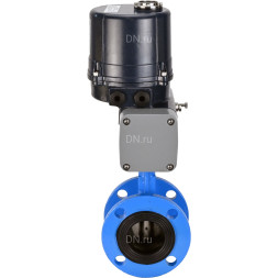 Затвор дисковый поворотный WBV1331E-2W-F-H Ду150 Ру16 фланцевый, корпус - чугун GGG40, диск - нержавеющая сталь 304, уплотнение - EPDM, с электроприводом четвертьоборотным QTSA-N-030EM-O0-220VAC с пружинным возвратом