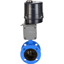 Затвор дисковый поворотный WBV1331E-2W-F-H Ду150 Ру16 фланцевый, корпус - чугун GGG40, диск - нержавеющая сталь 304, уплотнение - EPDM, с электроприводом четвертьоборотным QTSA-N-030EM-O0-220VAC с пружинным возвратом