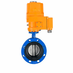 Затвор дисковый поворотный WBV1331E-2W-F-H Ду100 Ру16 фланцевый, корпус - чугун GGG40, диск - нержавеющая сталь 304, уплотнение - EPDM, с электроприводом QT-EX-015M-O2-220VAC-У1 с моментной муфтой 220В