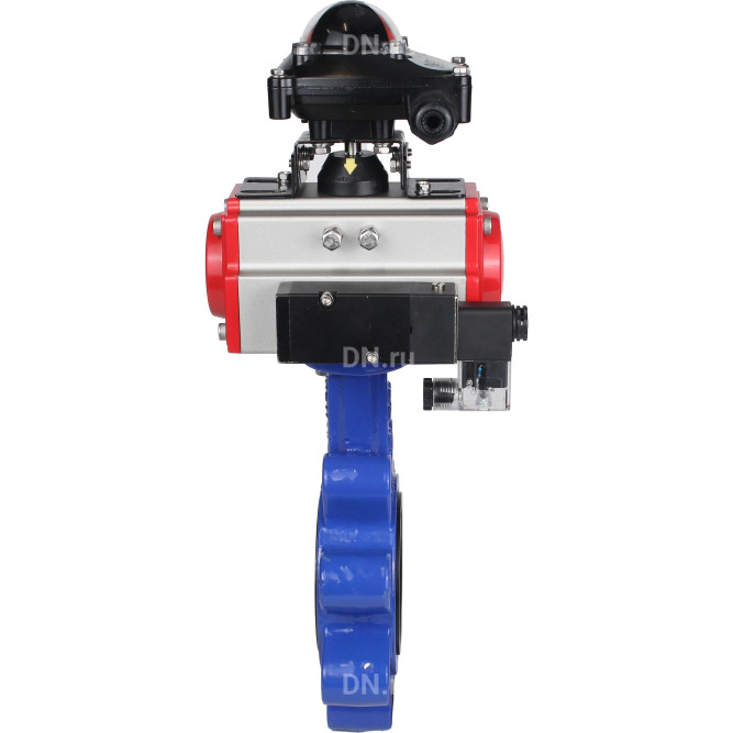 Затвор дисковый поворотный WBV1616N-2W-Fb-H Ду100 Ру16 LUG корпус - чугун QT450, диск - чугун QT450, уплотнение - NBR, с пневмоприводом PA-DA-083, пневмораспределителем 4M310-08 AC220V и БКВ APL-210N в Алматы