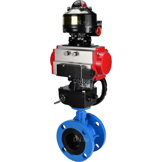 Затвор дисковый поворотный WBV1313E-2W-F-H Ду150 Ру16 фланцевый, корпус - чугун GGG40, диск - чугун GGG40, EPDM, с пневмоприводом PA-DA-130, пневмораспределителем 4M310-08 DC24V, БКВ APL-510N EX и ручным дублером MON1-250-T26-ISO в Алматы