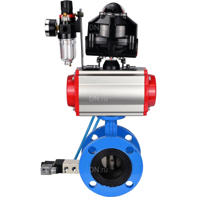 Затвор дисковый поворотный WBV1313E-2W-F-H Ду65 Ру16 фланцевый, корпус - чугун GGG40, диск - чугун GGG40, EPDM, с пневмоприводом PA-DA-105, пневмораспределителем 4V320-08 AC220V, БКВ APL-510N EX и БПВ AFC2000 в Алматы