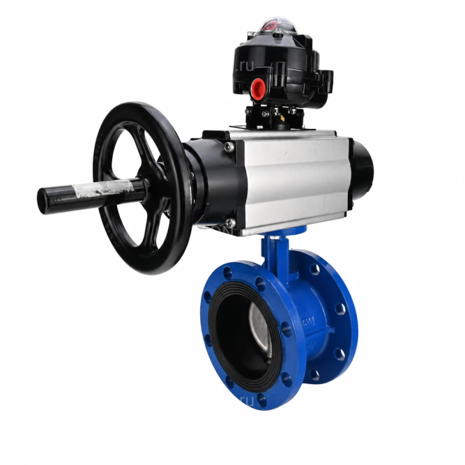 Затвор дисковый поворотный WBV1331E-2W-F-H Ду50 Ру16 фланцевый, корпус - чугун GGG40, диск - нержавеющая сталь 304, уплотнение - EPDM, с пневмоприводом PA-DA-105-1, 4M310-08 DC24V и APL-510N EX в Алматы