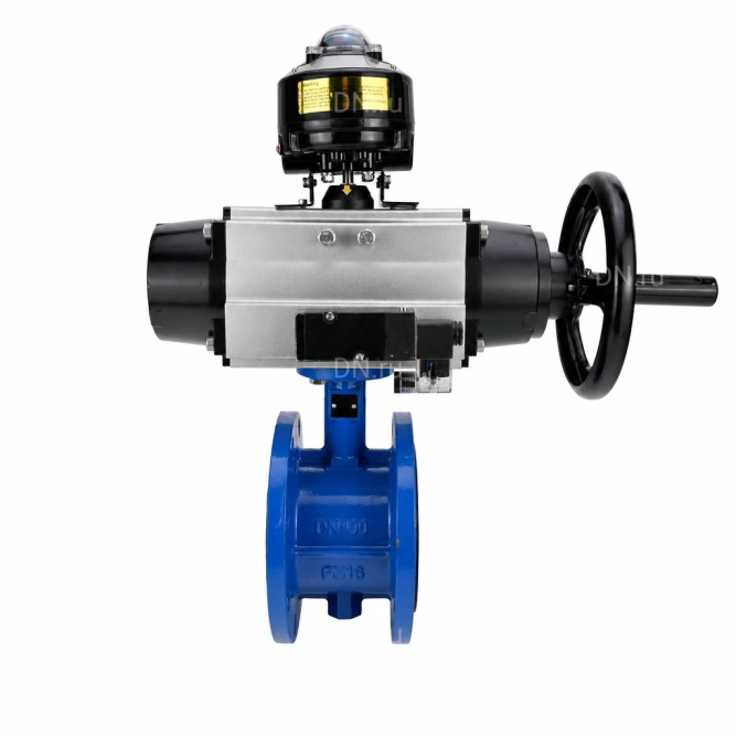 Затвор дисковый поворотный WBV1331E-2W-F-H Ду50 Ру16 фланцевый, корпус - чугун GGG40, диск - нержавеющая сталь 304, уплотнение - EPDM, с пневмоприводом PA-DA-105-1, 4M310-08 DC24V и APL-510N EX в Алматы