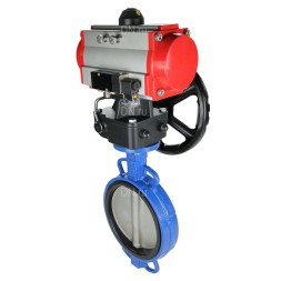 Затвор дисковый поворотный WBV1432N-2W-Fb-H Ду200 Ру16, корпус - чугун GGG50, диск - нержавеющая сталь 316L, уплотнение - NBR, с пневмоприводом PA-DA-130, пневмораспределителем 4M310-08 DC24V и ручным дублером MON3-700-T38-ISO