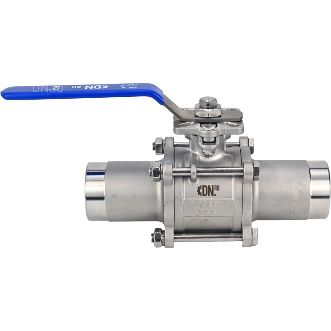 Кран шаровой BV3131P(3pc)-FP-W-ISO-H LONG Ду125 Ру16 полнопроходной, трехсоставной, корпус - нержавеющая сталь 304, уплотнение - PTFE, под приварку, с рукояткой в Алматы