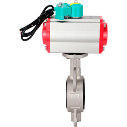 Затвор дисковый поворотный WBV3131N-2W-Fb-H Ду100 Ру16 корпус - нержавеющая сталь 304, диск - нержавеющая сталь 304, уплотнение - NBR, с пневмоприводом PA-DA-083 и магнитным переключателем ALS200D