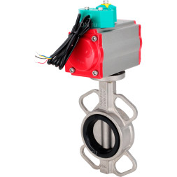 Затвор дисковый поворотный WBV3131N-2W-Fb-H Ду100 Ру16 корпус - нержавеющая сталь 304, диск - нержавеющая сталь 304, уплотнение - NBR, с пневмоприводом PA-DA-083 и магнитным переключателем ALS200D
