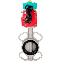Затвор дисковый поворотный WBV3131N-2W-Fb-H Ду100 Ру16 корпус - нержавеющая сталь 304, диск - нержавеющая сталь 304, уплотнение - NBR, с пневмоприводом PA-DA-083 и магнитным переключателем ALS200D