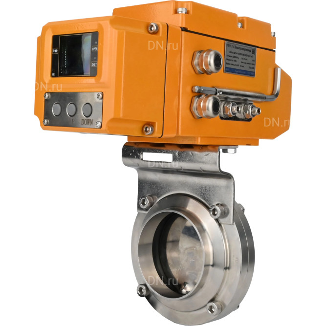 Затвор дисковый поворотный WBV3131E-2W-W-H Ду65 Ру10 под приварку, корпус - пищевая нержавеющая сталь 304, уплотнение - EPDM, с электроприводом QT-N-005EM-A1-220VAC-У1 c датчиком обратной связи и входным управляющим сигналом 4-20мА HARK в Алматы