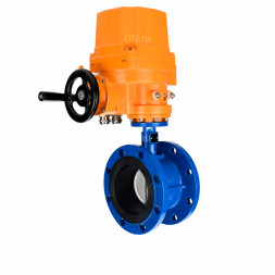 Затвор дисковый поворотный WBV1331E-2W-F-H Ду125 Ру16 фланцевый, корпус - чугун GGG40, диск - нержавеющая сталь 304, уплотнение - EPDM, с электроприводом QT-EX-030M-O2-220VAC-У1 с моментной муфтой 220В